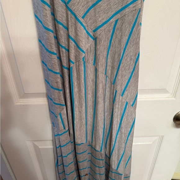 Calvin Klein Striped Gray and Blue full length Maxi Dress NWT - Picture 6 of 8